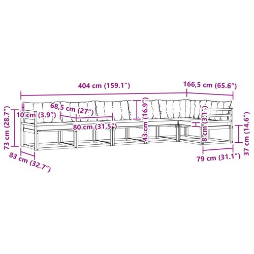 Комплект дивани за открито 6 pcs Натурален и Крема