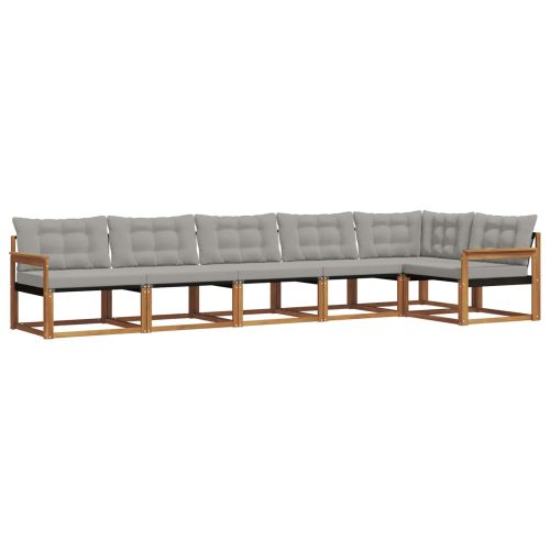 Комплект дивани за открито 6 pcs Естествено и светло сиво