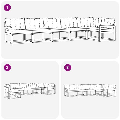 Комплект дивани за открито 6 pcs Естествено и светло сиво