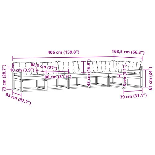 Комплект дивани за открито 6 pcs Естествено и черно