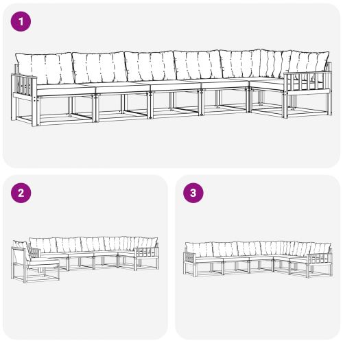 Комплект дивани за открито 6 pcs Натурален и Крема