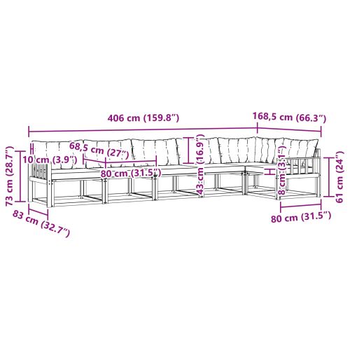 Комплект дивани за открито 6 pcs Естествено и черно