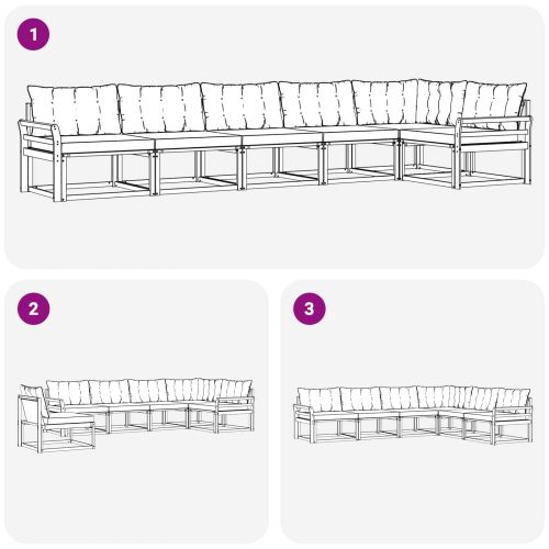 Комплект дивани за открито 6 pcs Естествено и светло сиво