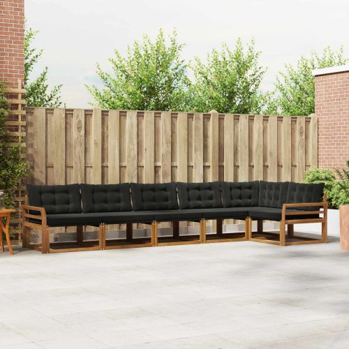 Комплект дивани за открито 6 pcs Естествено и черно