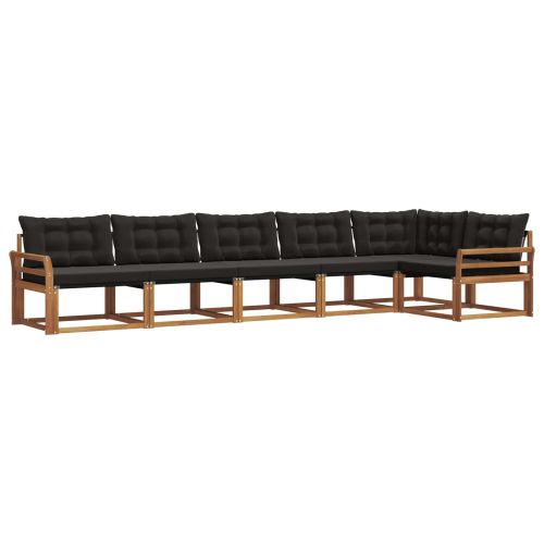 Комплект дивани за открито 6 pcs Естествено и черно