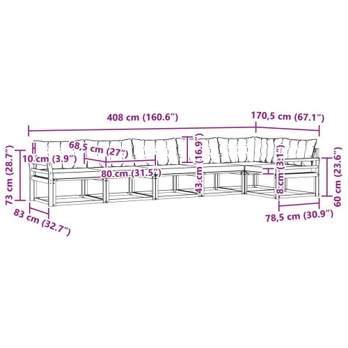 Комплект дивани за открито 6 pcs Естествено и черно