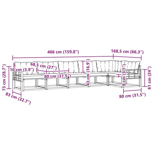 Комплект дивани за открито 6 pcs Натурален и Крема
