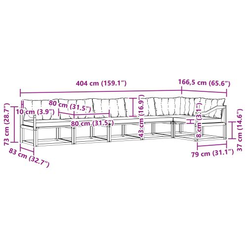 Комплект дивани за открито 6 pcs Естествено и светло сиво