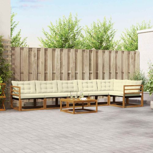 Комплект дивани за открито 7 pcs Натурален и Крема