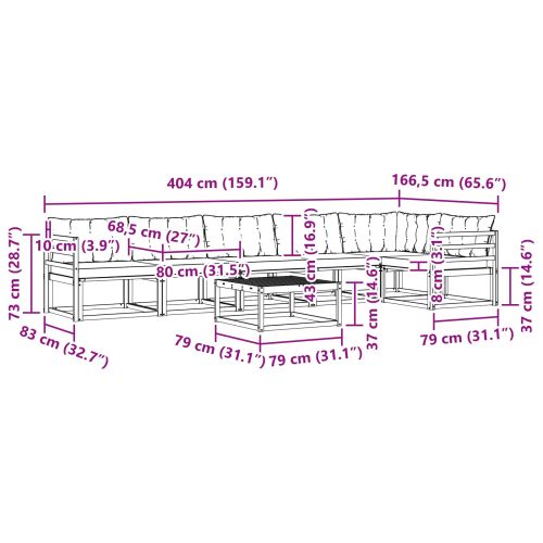 Комплект дивани за открито 7 pcs Натурален и Крема