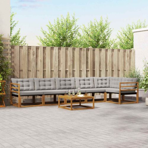 Комплект дивани за открито 7 pcs Естествено и светло сиво