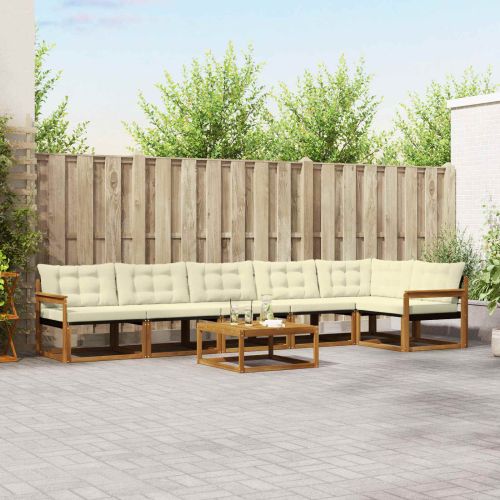 Комплект дивани за открито 7 pcs Натурален и Крема