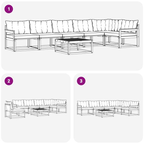 Комплект дивани за открито 7 pcs Естествено и черно