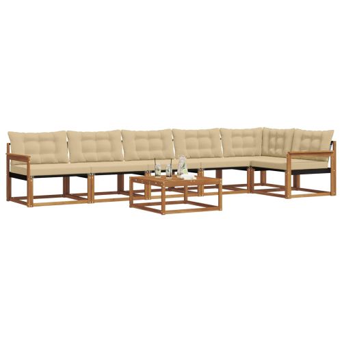 Комплект дивани за открито 7 pcs Натурален и Бежов