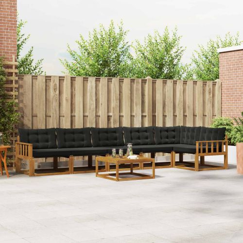 Комплект дивани за открито 7 pcs Естествено и черно