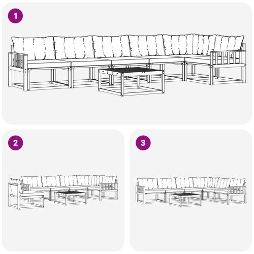 Комплект дивани за открито 7 pcs Естествено и черно
