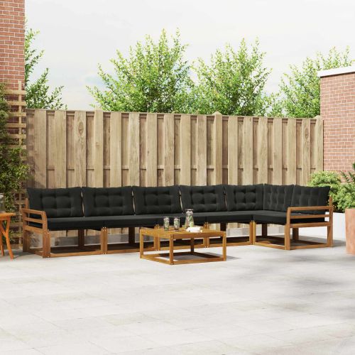 Комплект дивани за открито 7 pcs Естествено и черно