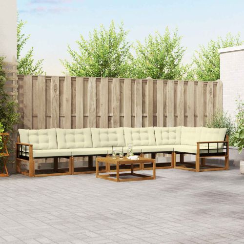 Комплект дивани за открито 7 pcs Натурален и Крема