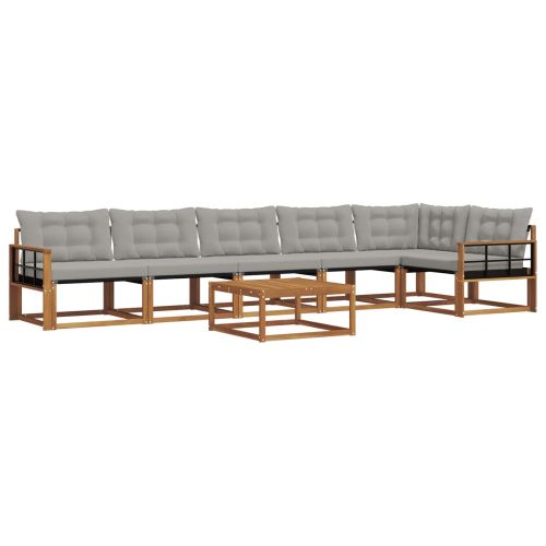 Комплект дивани за открито 7 pcs Естествено и светло сиво
