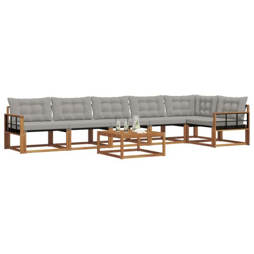 Комплект дивани за открито 7 pcs Естествено и светло сиво