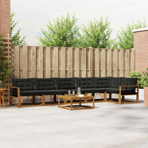 Комплект дивани за открито 7 pcs Естествено и черно