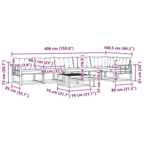 Комплект дивани за открито 7 pcs Естествено и черно