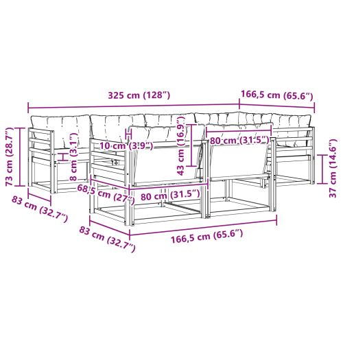 Комплект дивани за открито 7 pcs Естествено и светло сиво