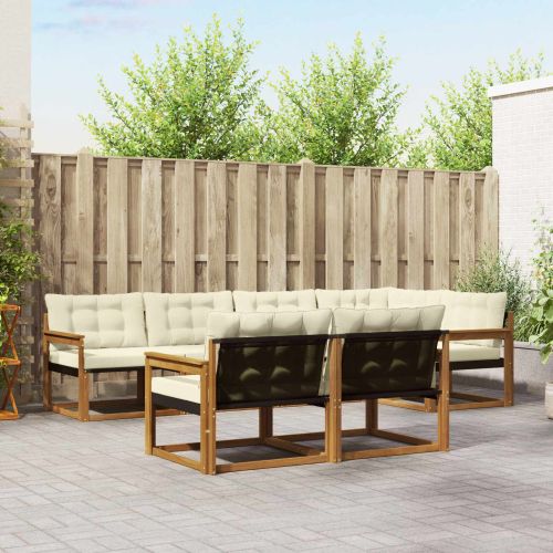 Комплект дивани за открито 7 pcs Натурален и Крема