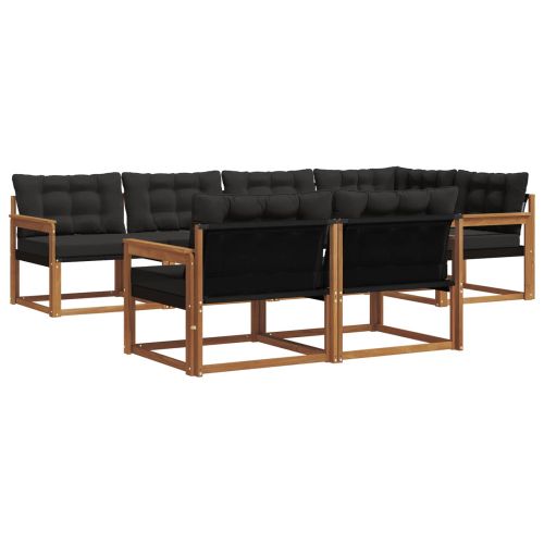 Комплект дивани за открито 7 pcs Естествено и черно