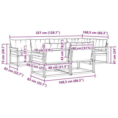 Комплект дивани за открито 7 pcs Естествено и черно