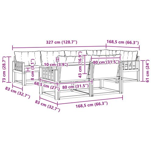 Комплект дивани за открито 7 pcs Натурален и Крема