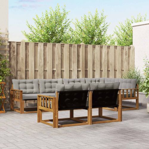 Комплект дивани за открито 7 pcs Естествено и светло сиво