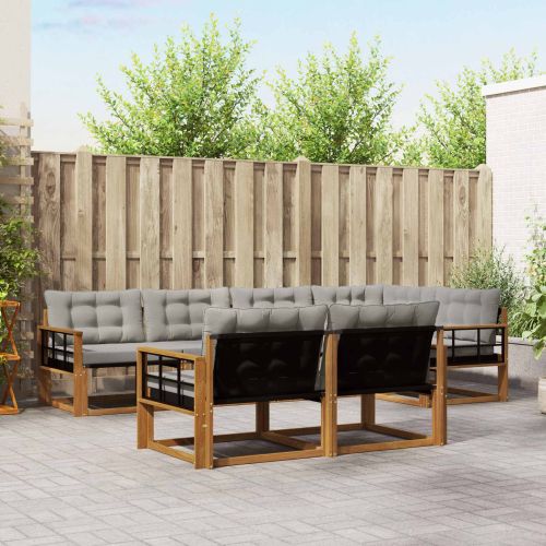 Комплект дивани за открито 7 pcs Естествено и светло сиво