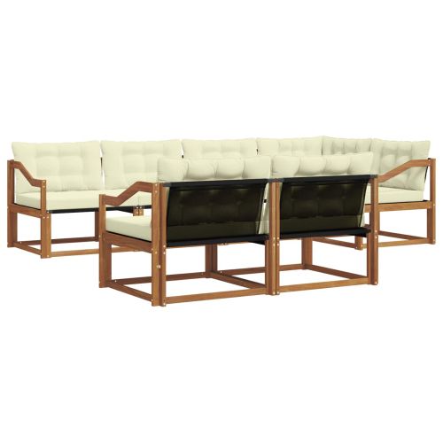 Комплект дивани за открито 7 pcs Натурален и Крема