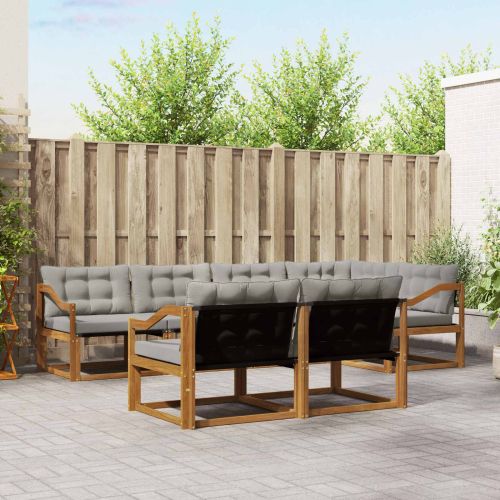 Комплект дивани за открито 7 pcs Естествено и светло сиво