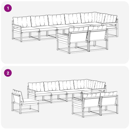 Комплект дивани за открито 8 pcs Натурален и Крема