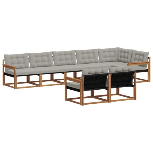 Комплект дивани за открито 8 pcs Естествено и светло сиво