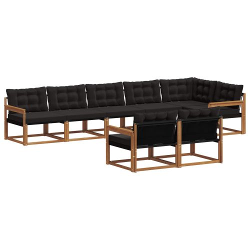 Комплект дивани за открито 8 pcs Естествено и черно