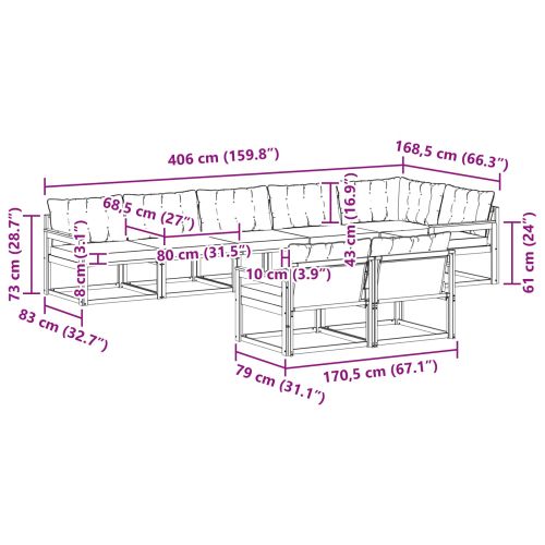 Комплект дивани за открито 8 pcs Естествено и черно
