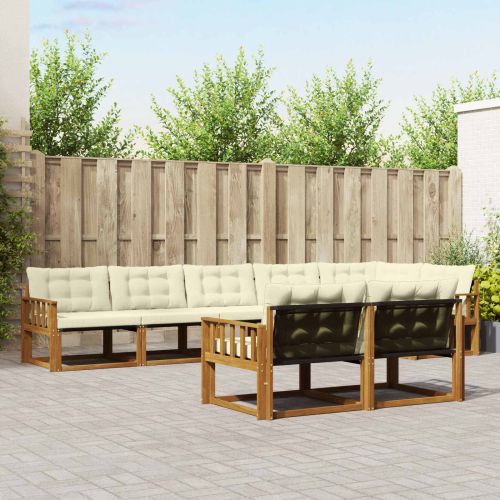 Комплект дивани за открито 8 pcs Натурален и Крема