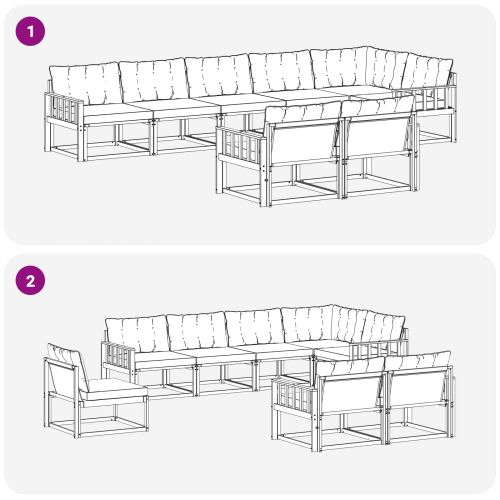 Комплект дивани за открито 8 pcs Естествено и светло сиво