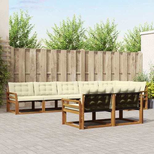 Комплект дивани за открито 8 pcs Натурален и Крема