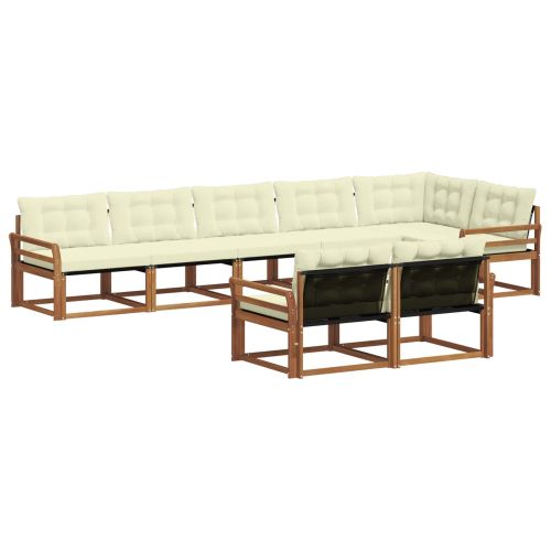 Комплект дивани за открито 8 pcs Натурален и Крема