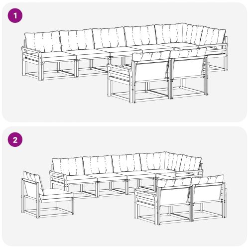Комплект дивани за открито 8 pcs Естествено и светло сиво