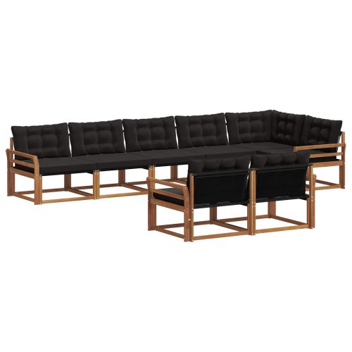 Комплект дивани за открито 8 pcs Естествено и черно