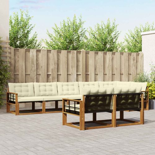 Комплект дивани за открито 8 pcs Натурален и Крема