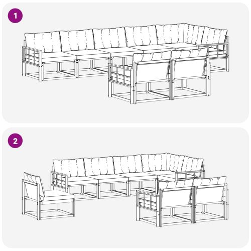 Комплект дивани за открито 8 pcs Натурален и Крема