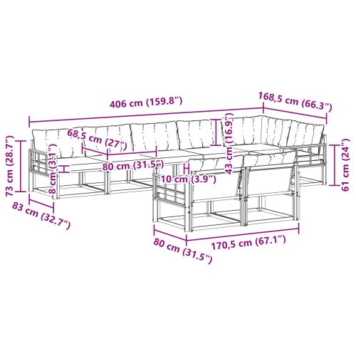 Комплект дивани за открито 8 pcs Естествено и черно