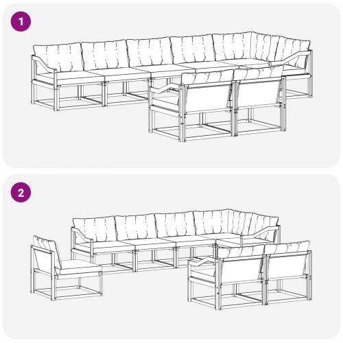 Комплект дивани за открито 8 pcs Натурален и Крема