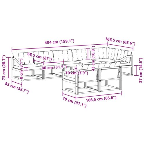 Комплект дивани за открито 8 pcs Натурален и Крема